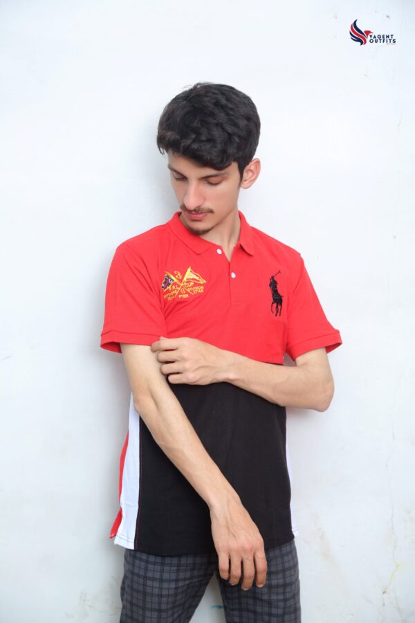 Red Black Panels Polo