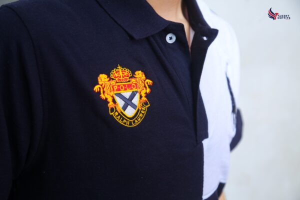 Classic Check Navy Panel Polo - Image 2