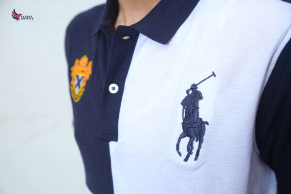 Classic Check Navy Panel Polo - Image 3