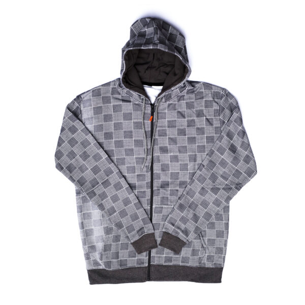 Men's Export Quality Grey Check Zipper Hoodie