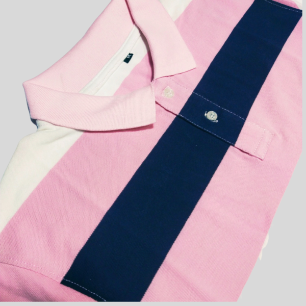 Imported White Pink Line Polo - Image 2