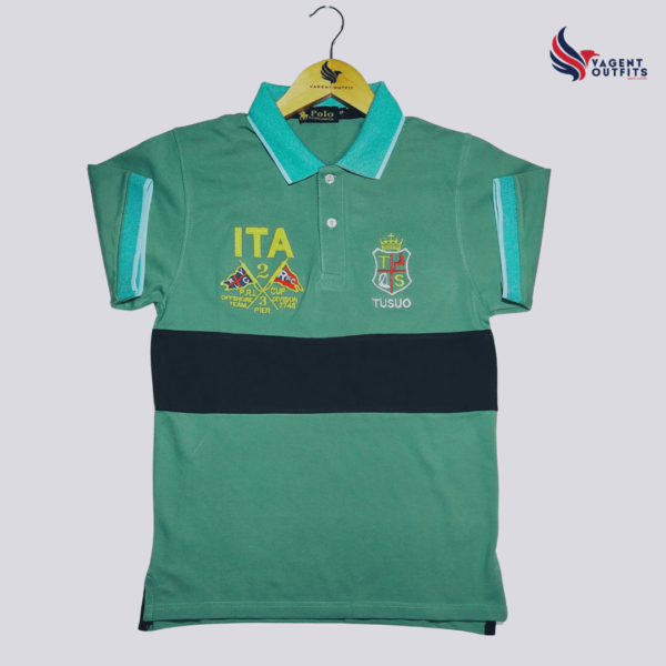 ITA Premium Imported Green Black Panel Polo