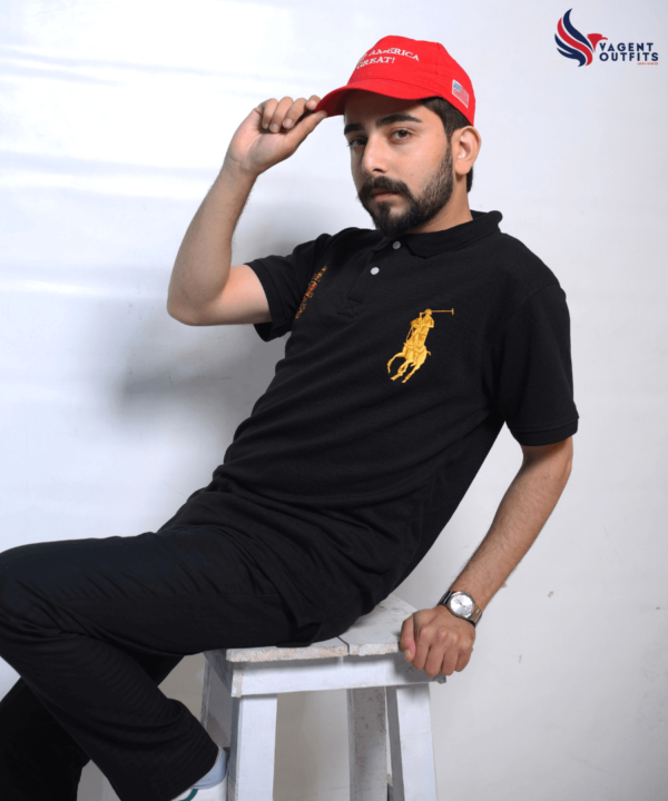 RL Premium Fabric Black Polo - Image 4