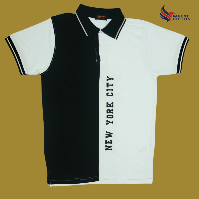 TH Premium Imported White Black Panel Polo