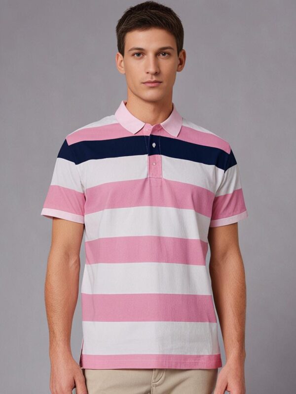 Imported White Pink Line Polo